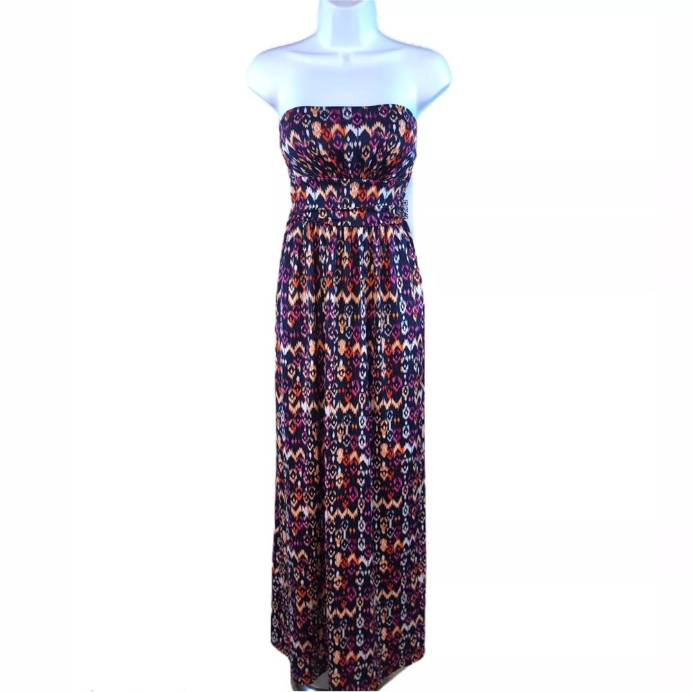 Strapless Multicolor Maxi Dress